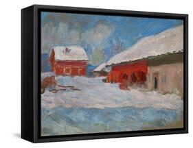 Red Houses at Bjoernegaard, Norway, 1895-Claude Monet-Framed Stretched Canvas