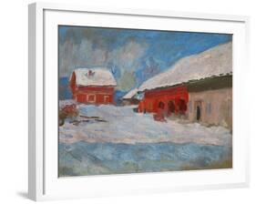 Red Houses at Bjoernegaard, Norway, 1895-Claude Monet-Framed Giclee Print