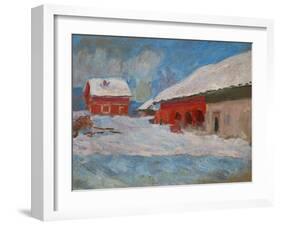 Red Houses at Bjoernegaard, Norway, 1895-Claude Monet-Framed Giclee Print