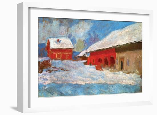 Red Houses-Claude Monet-Framed Art Print