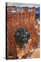 Red-Hued Limestone Arch Lit by Morning Sun with Snow in Winter at Natural Bridge-Eleanor Scriven-Stretched Canvas