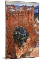 Red-Hued Limestone Arch Lit by Morning Sun with Snow in Winter at Natural Bridge-Eleanor Scriven-Mounted Photographic Print