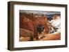 Red-Hued Limestone Arch Lit by Morning Sun with Snowy Cliffs in Winter at Natural Bridge-Eleanor Scriven-Framed Photographic Print