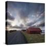 Red Huts and Sheep at Sunset on Coast, Lofoten Islands, Norway, Scandinavia, Europe-Purcell-Holmes-Stretched Canvas