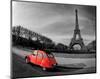 Red in Motion by the Eiffel Tower-null-Mounted Art Print