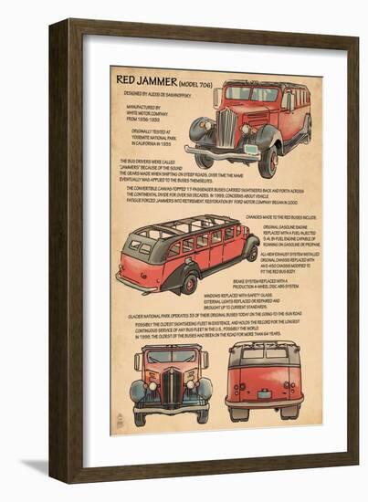 Red Jammer Technical - Glacier National Park, Montana-Lantern Press-Framed Art Print