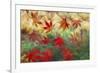 Red Japanese Maple leaves floating on glass-Darrell Gulin-Framed Photographic Print