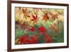 Red Japanese Maple leaves floating on glass-Darrell Gulin-Framed Photographic Print