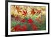 Red Japanese Maple leaves floating on glass-Darrell Gulin-Framed Photographic Print