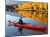 Red Kayak and Autumn Colours, Lake Benmore, South Island, New Zealand-David Wall-Mounted Photographic Print