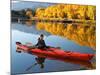 Red Kayak and Autumn Colours, Lake Benmore, South Island, New Zealand-David Wall-Mounted Photographic Print