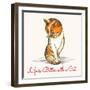 Red Kitten in Sketch Style with Wording Life Is Better with a Cat. Free Font Used-Olena Bogadereva-Framed Art Print