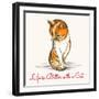 Red Kitten in Sketch Style with Wording Life Is Better with a Cat. Free Font Used-Olena Bogadereva-Framed Art Print
