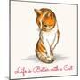 Red Kitten in Sketch Style with Wording Life Is Better with a Cat. Free Font Used-Olena Bogadereva-Mounted Art Print