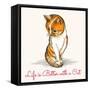 Red Kitten in Sketch Style with Wording Life Is Better with a Cat. Free Font Used-Olena Bogadereva-Framed Stretched Canvas