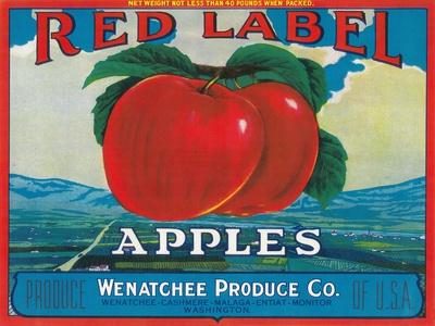 'Red Label Apple Label - Wenatchee, WA' Prints - Lantern Press ...