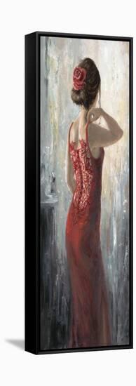 Red Lace, Red Rose-Karen Wallis-Framed Stretched Canvas