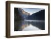 Red Lake and Suhardul Mara-Massif (1,507M) with Reflections and Tree Stumps in Water, Romania-Dörr-Framed Photographic Print