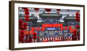 Red Lanterns around a Chinese Gate for Lunar New Year, Ditan Park, Beijing, China-William Perry-Framed Photographic Print