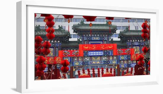 Red Lanterns around a Chinese Gate for Lunar New Year, Ditan Park, Beijing, China-William Perry-Framed Photographic Print