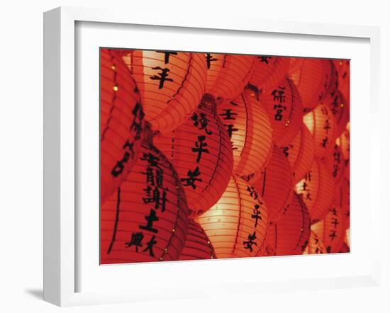 Red Lanterns at Temple, Taichung, Taiwan-Ian Trower-Framed Photographic Print