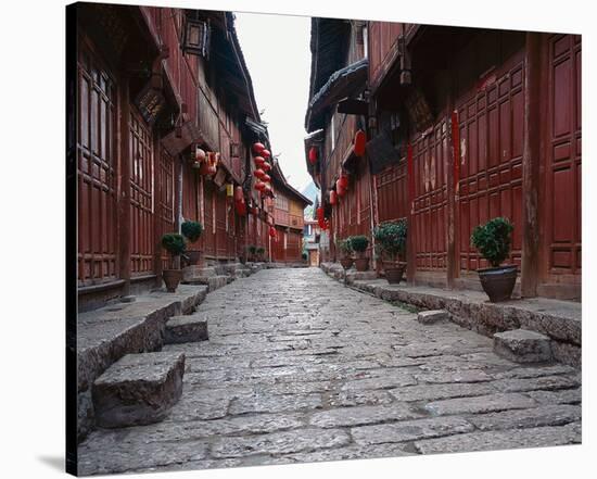 Red Lanterns In Chinese Alley-null-Stretched Canvas