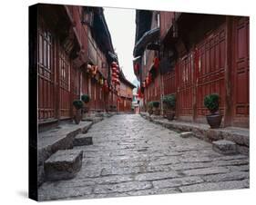 Red Lanterns In Chinese Alley-null-Stretched Canvas