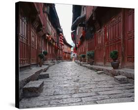 Red Lanterns In Chinese Alley-null-Stretched Canvas