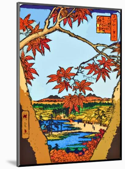 Red Leaves at Mama-Ando Hiroshige-Mounted Giclee Print