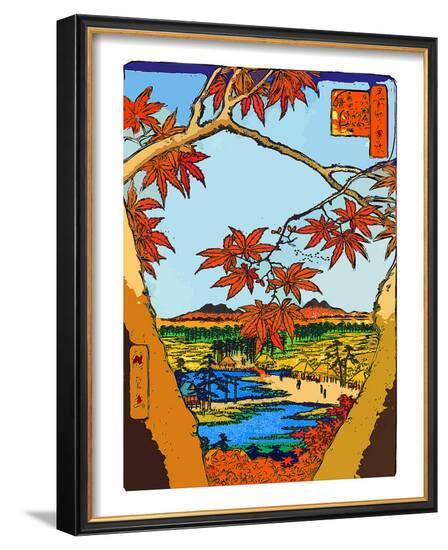 Red Leaves at Mama-Ando Hiroshige-Framed Giclee Print