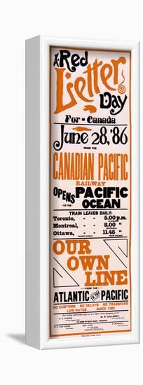 Red Letter Day for Canada, Canadian Pacific Railway Opens Pacific Ocean-null-Framed Art Print