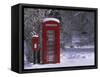 Red Letterbox and Telephone Box in the Snow, Highlands, Scotland, UK, Europe-David Tipling-Framed Stretched Canvas