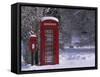 Red Letterbox and Telephone Box in the Snow, Highlands, Scotland, UK, Europe-David Tipling-Framed Stretched Canvas