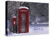 Red Letterbox and Telephone Box in the Snow, Highlands, Scotland, UK, Europe-David Tipling-Stretched Canvas