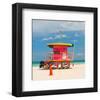 Red Lifeguardstand South Beach-null-Framed Art Print