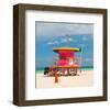 Red Lifeguardstand South Beach-null-Framed Art Print