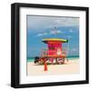 Red Lifeguardstand South Beach-null-Framed Art Print