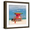 Red Lifeguardstand South Beach-null-Framed Art Print