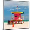 Red Lifeguardstand South Beach-null-Mounted Art Print