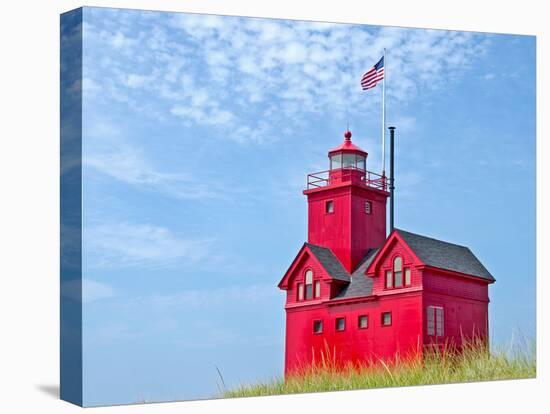 Red Lighthouse in Michigan-14ktgold-Stretched Canvas