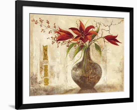 Red Lilies I - Goldfoil-Anna Field-Framed Art Print