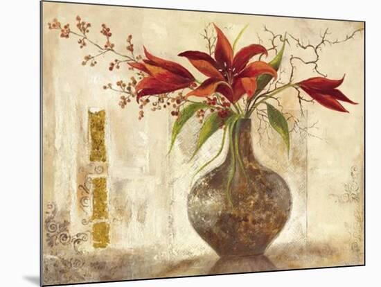 Red Lilies I - Goldfoil-Anna Field-Mounted Art Print