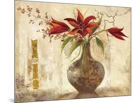 Red Lilies I - Goldfoil-Anna Field-Mounted Art Print