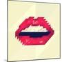 Red Lips Made of Small Triangles, Pixels-JustMarie-Mounted Art Print