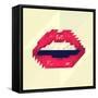Red Lips Made of Small Triangles, Pixels-JustMarie-Framed Stretched Canvas
