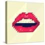 Red Lips Made of Small Triangles, Pixels-JustMarie-Stretched Canvas