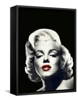 Red Lips Marilyn In Black-null-Framed Stretched Canvas