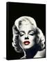 Red Lips Marilyn In Black-null-Framed Stretched Canvas