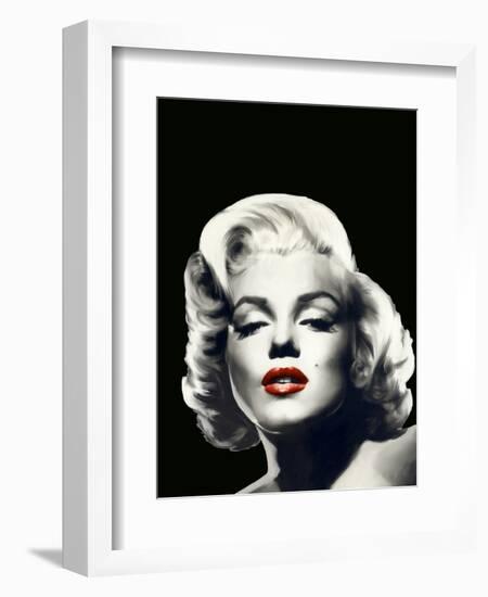 Red Lips Marilyn In Black-null-Framed Art Print