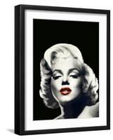 Red Lips Marilyn In Black-null-Framed Art Print